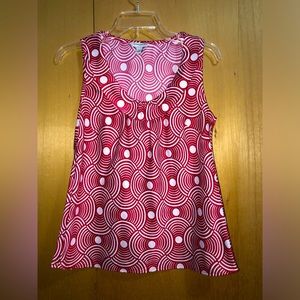Ladies Red White Polka Dot Wave Design Banana Republic Sleeveless Blouse Small